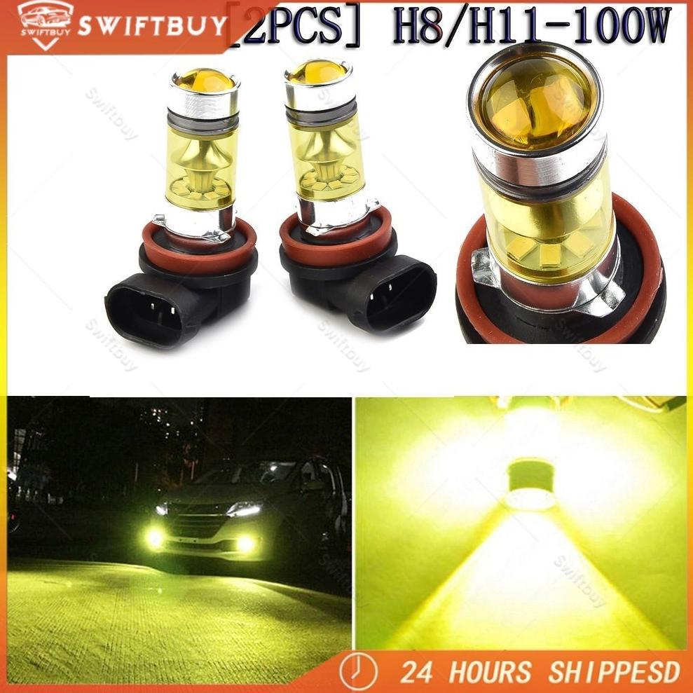Murah  2Pcs Mobil Led Lampu Kabut Led H11 H8 4300K 100W 1500Lm Super Terang Warna Kuning Puith Lampu
