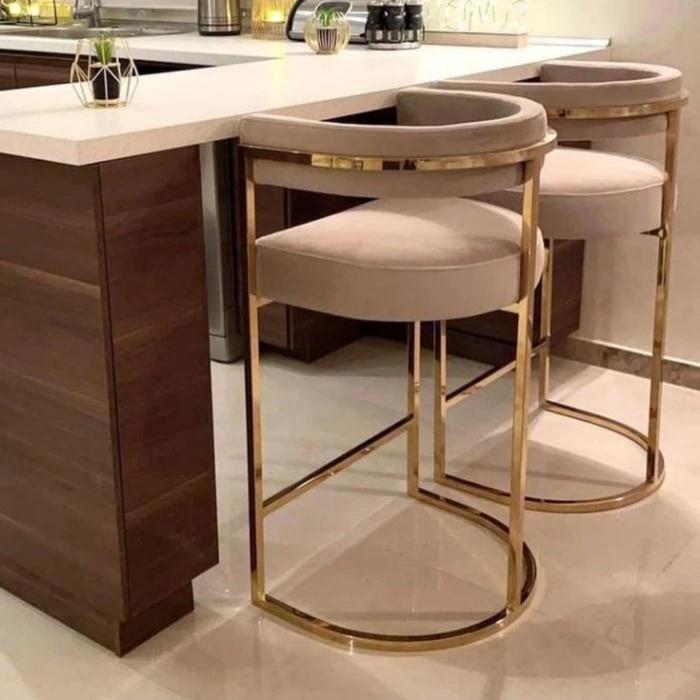 Kursi bar stainless gold terbaru bar stool kain bludru