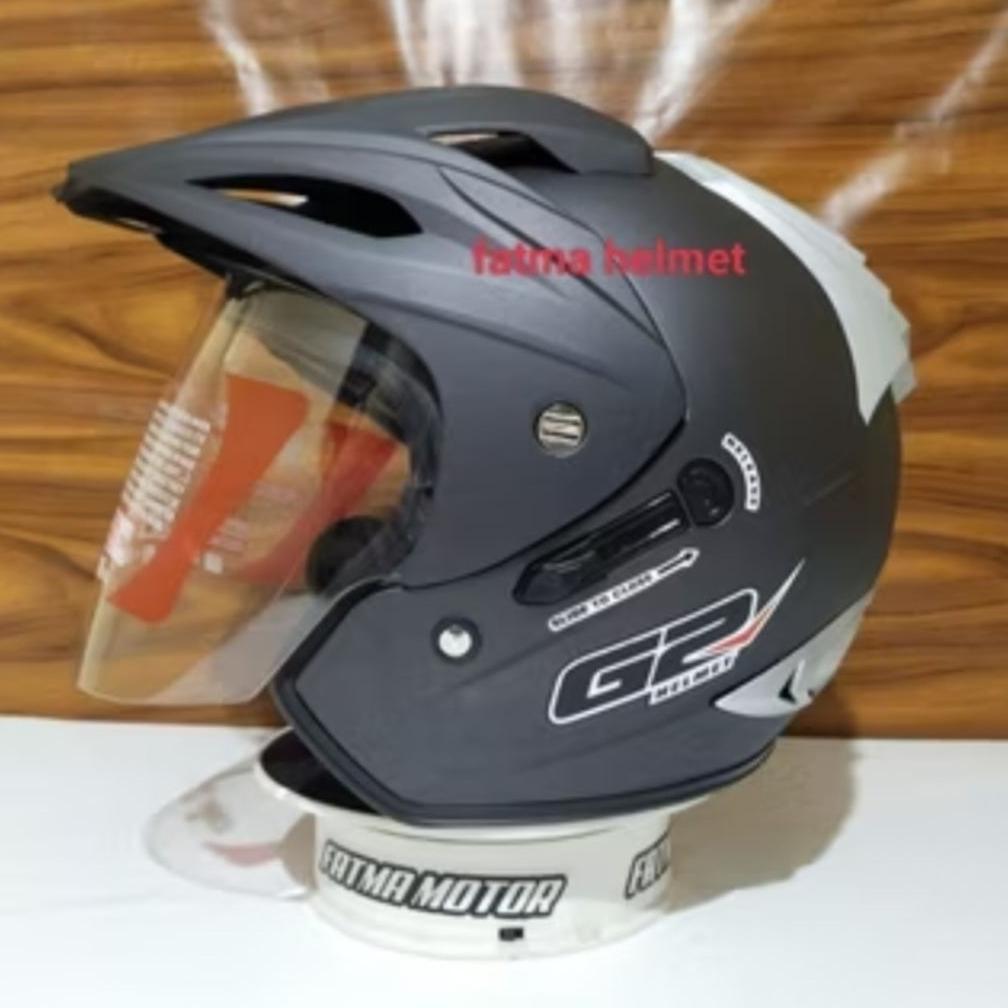 Diskont Helm Half Face G2 Exterminator  Solid White Double Visor