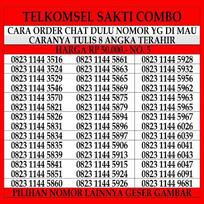 Nomor Cantik Telkomsel Sakti Combo 50 Simpati Nomer Loop Kartu As