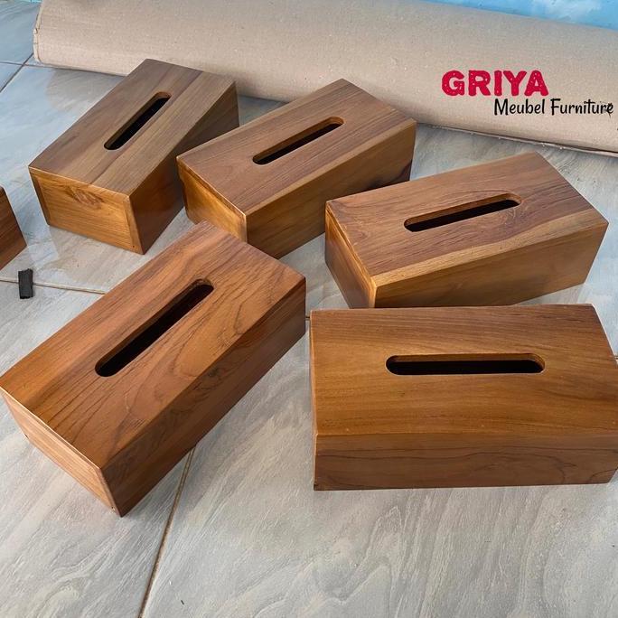 tempat tisu kayu jati - kotak tisu jati - tempat tisu estetik