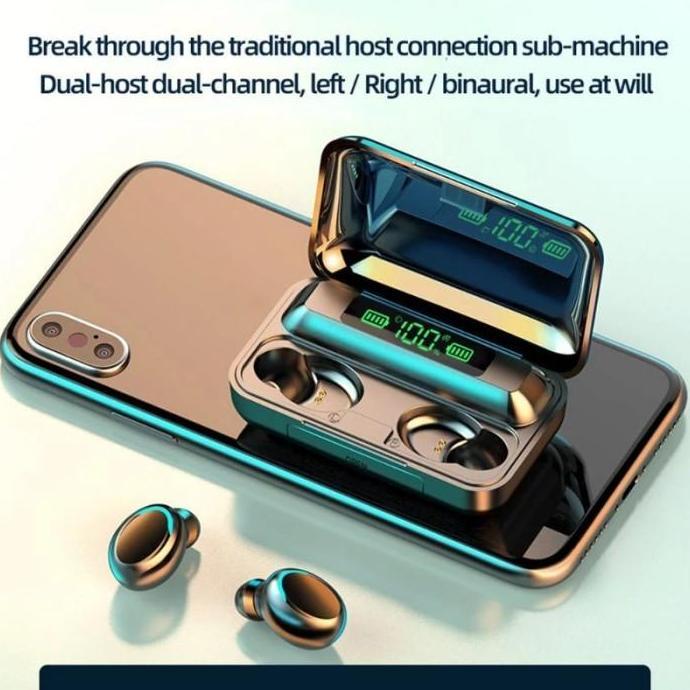 HEADSET BLUETOOTH TWS F9-5 EARPHONE HEADSET BLUETOOTH SMART DISPLAY WITH POWER BANK