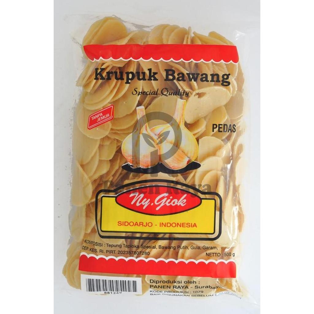 Kerupuk Bawang Ny Giok Pedas 500gr Krupuk Mentah Enak Camilan Cemilan