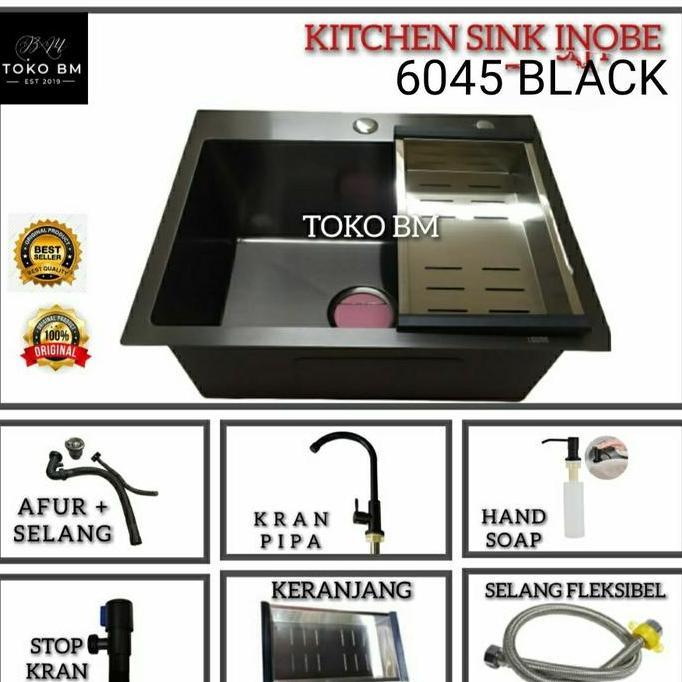 sink inobe 6045 hitam doff/paket sink inobe 6045 hitam doff