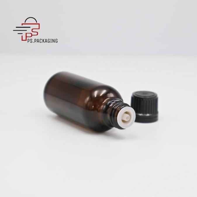 BOTOL KACA AMBER 30ML - FILLER HITAM