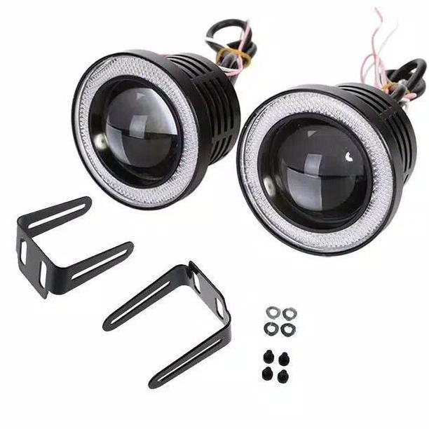 Promo Sepasang Fog Lamp Angel Eyes Led 89Mm Eye 89 Mm Lampu Kabut Mobil Bemper Depan Sorot Foglamp S