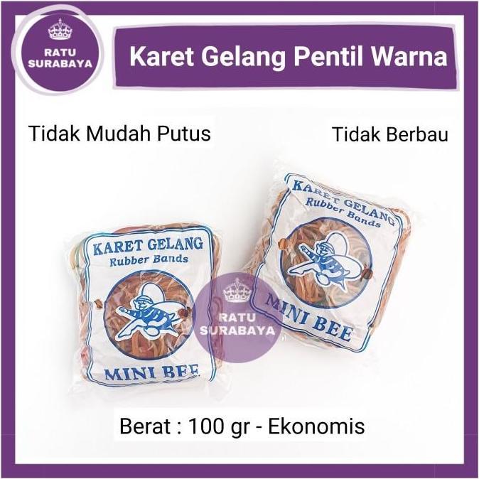 Karet Gelang Pentil Mini Bee 100gr Kuat Elastis Tidak Mudah Putus 1Ons