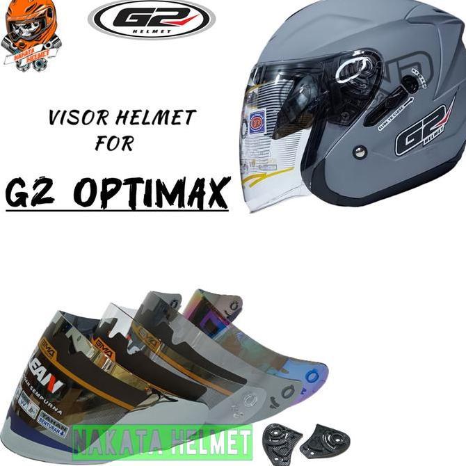 Kaca helm G2 OPTIMAX flat visor helmet g2 optimax hitam red gold blue bening