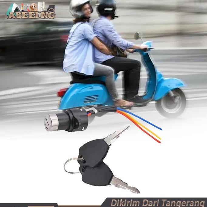 BRAVECOU Kunci Kontak Skuter Elektrik 3 Kabel Switch On Off Mobilan 2 Steep Sepeda Listrik Aki Kunci
