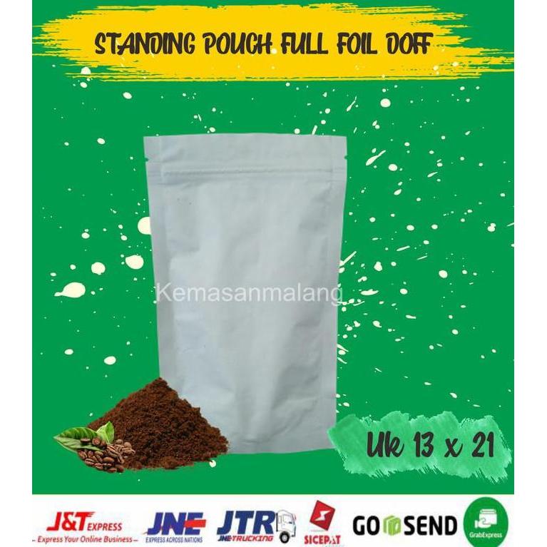 kEMASAN Standing Pouch Full Foil PUTIH Doff 13 x 21