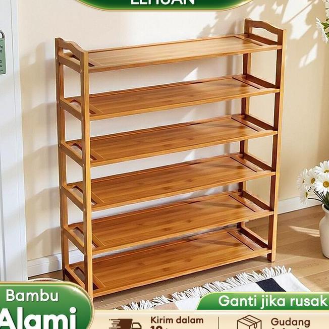 Lhrak Sepatu Susun Kayu Rak Bamboo Penyelenggara Rak Sandal Rak Sepatu Medan Rak Penyimpanan Lemari 