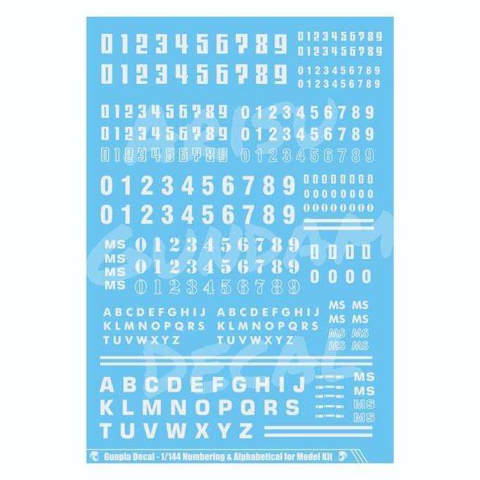 Water Slide Decal Number & Alphabetical 1/144 White