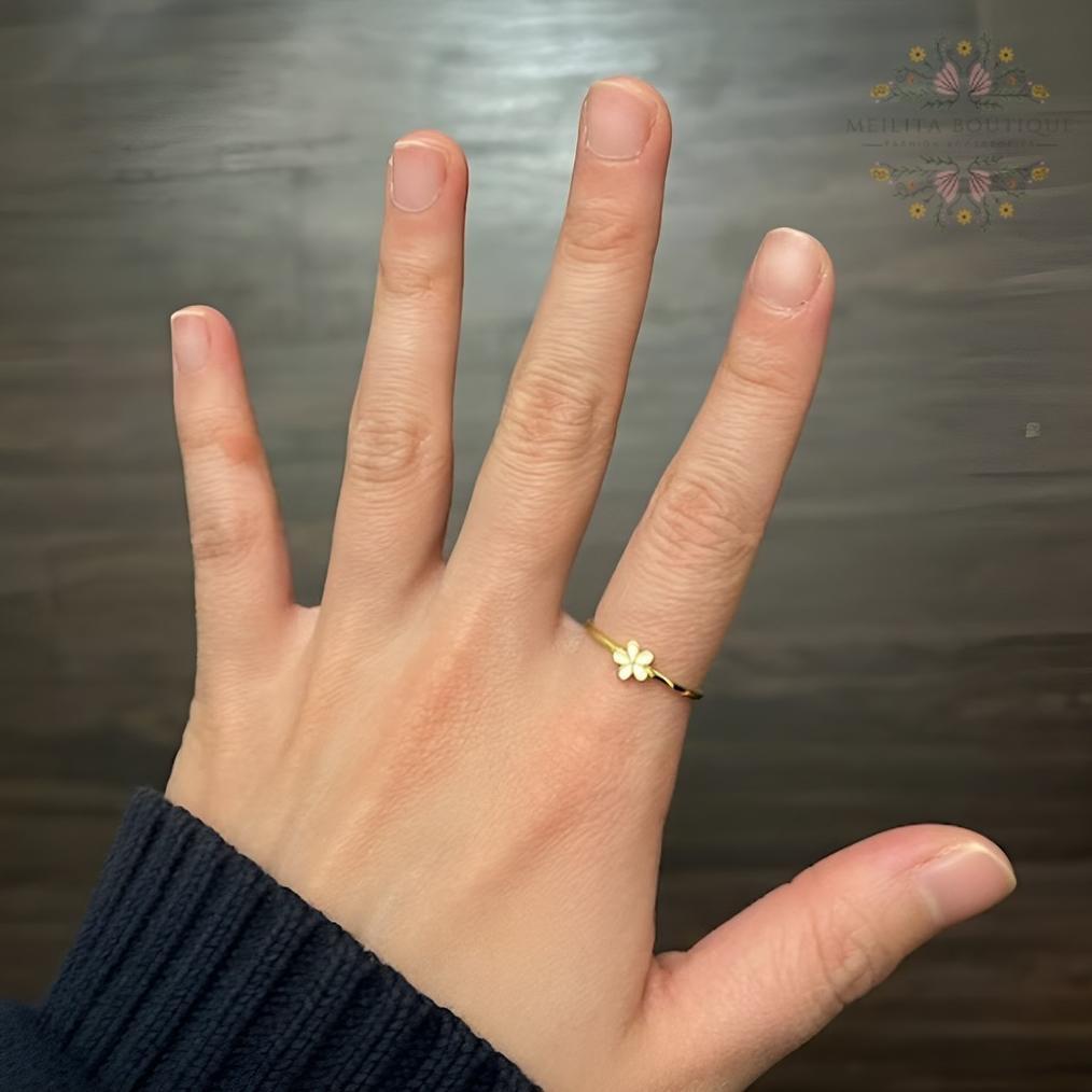 PROMO CINCIN WANITA TITANIUM MOTIF BUNGA CINCIN TIPIS SIMPLE ELEGAN KOREA
