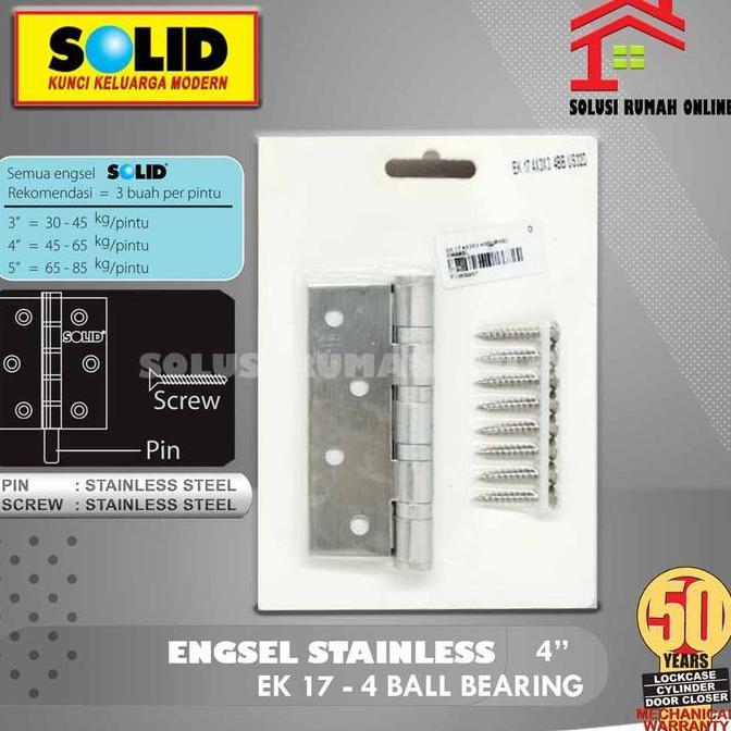 SOLID Engsel Stainless 4 inch EK 17 / Engsel Pintu 4 Ball Bearing