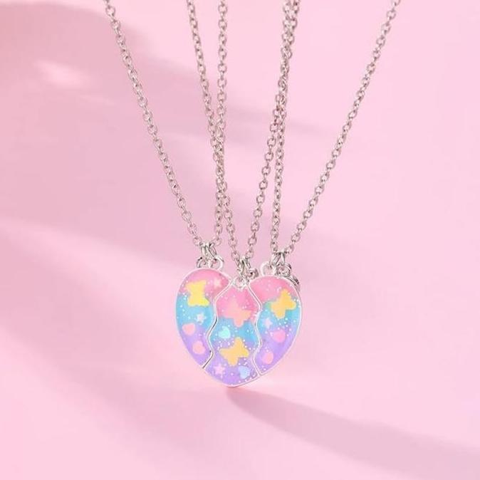 FKINAPE 3 Buah/Set Kalung Persahabatan 3 Orang Magnet Best Friends Forever