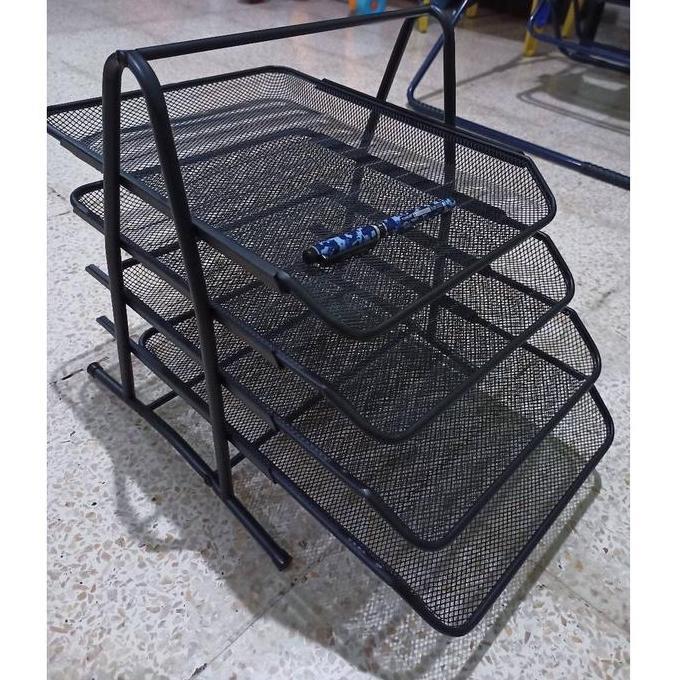 Ebyokurwa- Rak Meja File Dokumen 4 Susun / Rak Dokumen Besi 4 Susun Hitam Desk