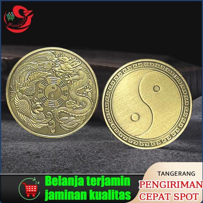 GIRARDY Koin Kuno Naga Phoenix 4cm Koin Bagua Fengshui