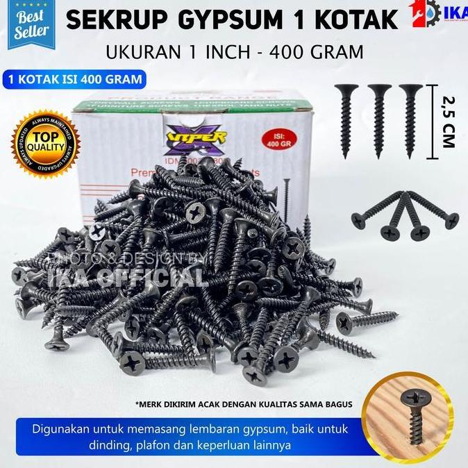 DISSORDE Skrup / Sekrup Gypsum Hitam 1 Inch - per dus = per 400 - 500 gram