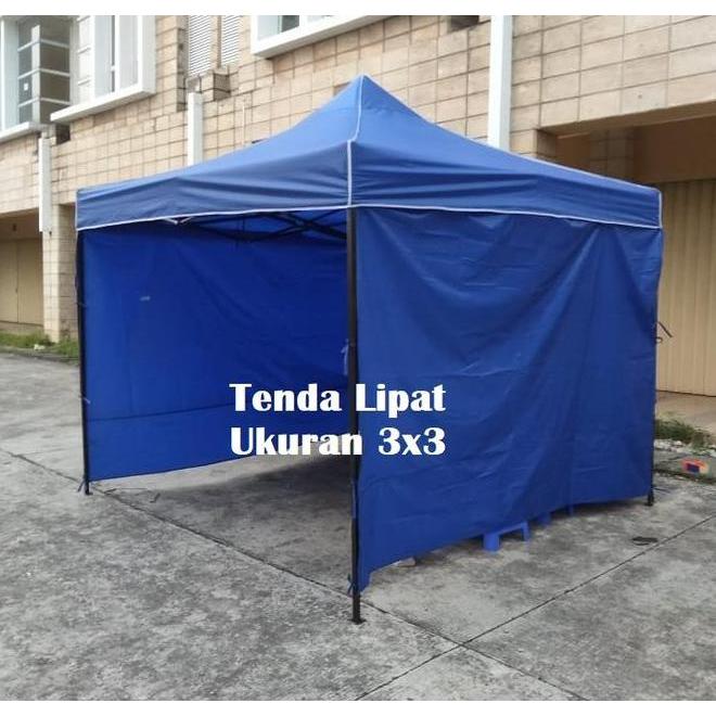 Tenda Lipat 3X3 Lengkap Dinding Polos 3 Sisi