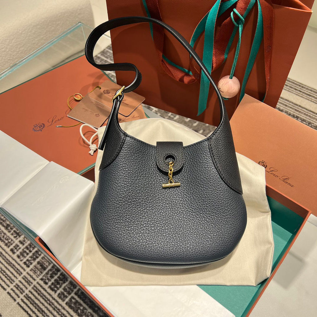 Loro Piana small Bobbin shoulder Bag halfmoon underarm hobo tote full boutique package