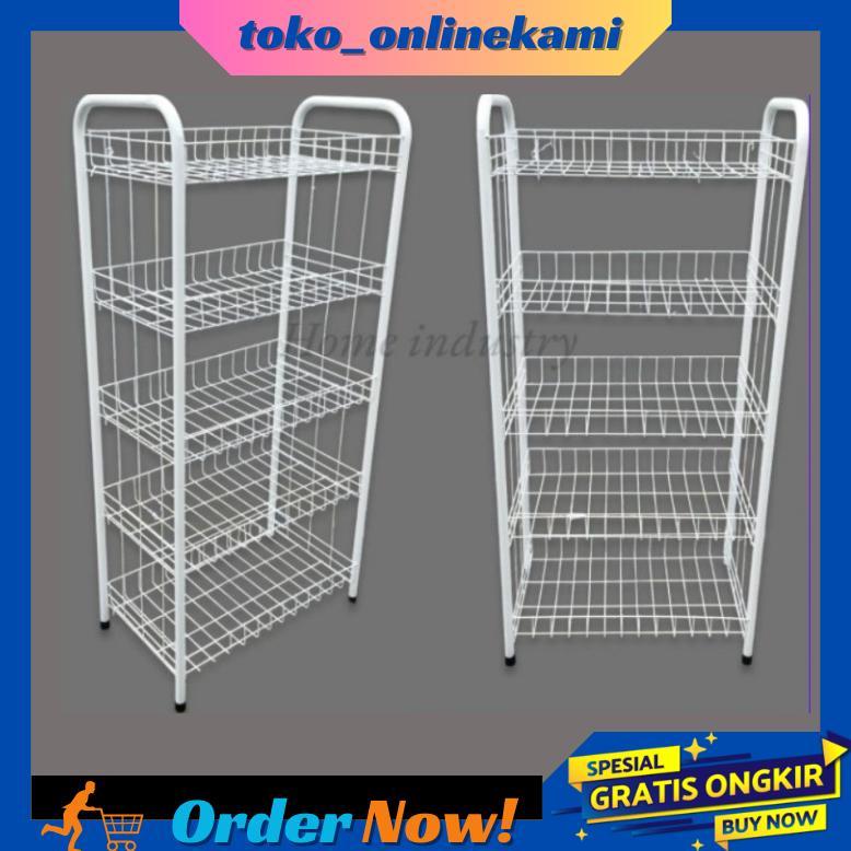 TERBARU 2026 Rak Chiki Roda/Rak Display/Keranjang Chiki/Rak Serbaguna 4 Susun Roda