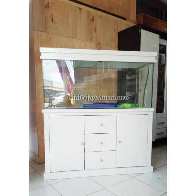 Meja Aquarium Plus Aquarium Sama Tutup 120cm Kaca 8ml/trinityjayafurni LM