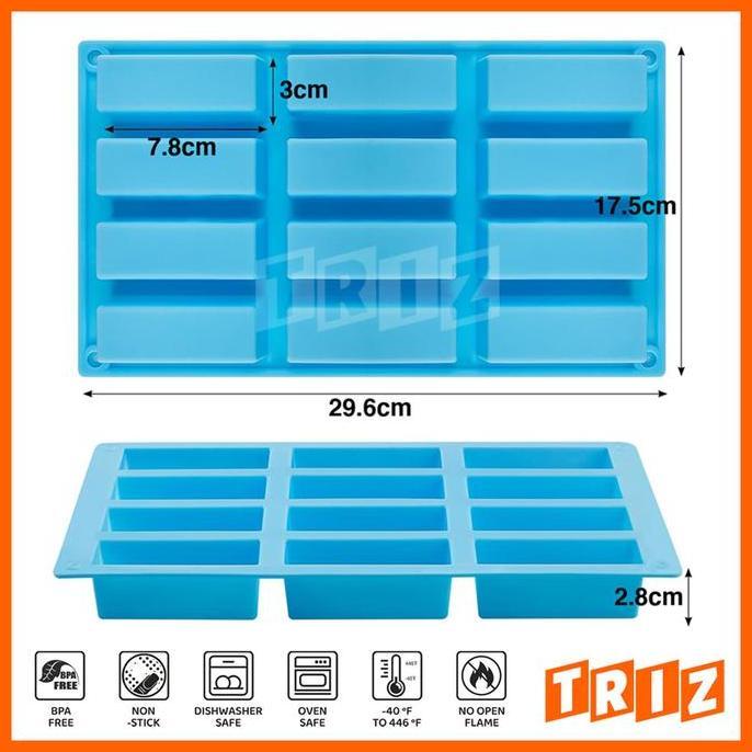 Kuteka- Cetakan Kue Sabun Lilin Silikon Box Kotak Persegi 8 12 20 Lubang Cav Silicone