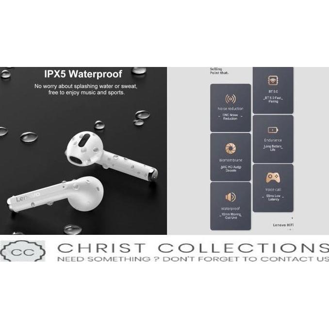 LENOVO TRUE WIRELESS BLUETOOTH EARPHONE TWS NOISE REDUCTION CVC LP2