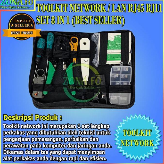TERMURAH - LAN Tester Toolkit Network Repair 8 In 1 / Toolkit Network 8IN1 Tool Kit Set Tester LAN R