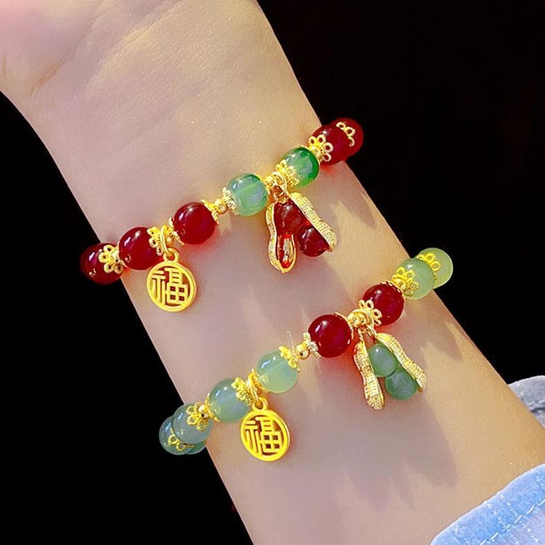 cuci gudang mall gelang giok keberuntungan kacang & kesejahteraan kristal gaya china retro serbaguna