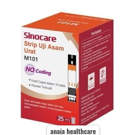 Sinocare Strip Asam Urat M101 / Strip Asam Urat Alat Sinocare 3 in 1 Autocoding