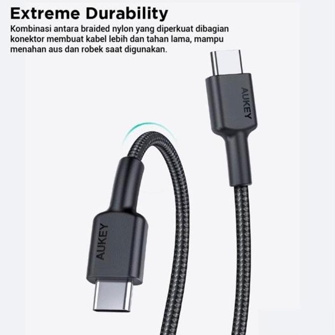 AUKEY Kabel Charger ( 4pcs ) USB-C To USB-C Braided Nylon 3A CB-CD37