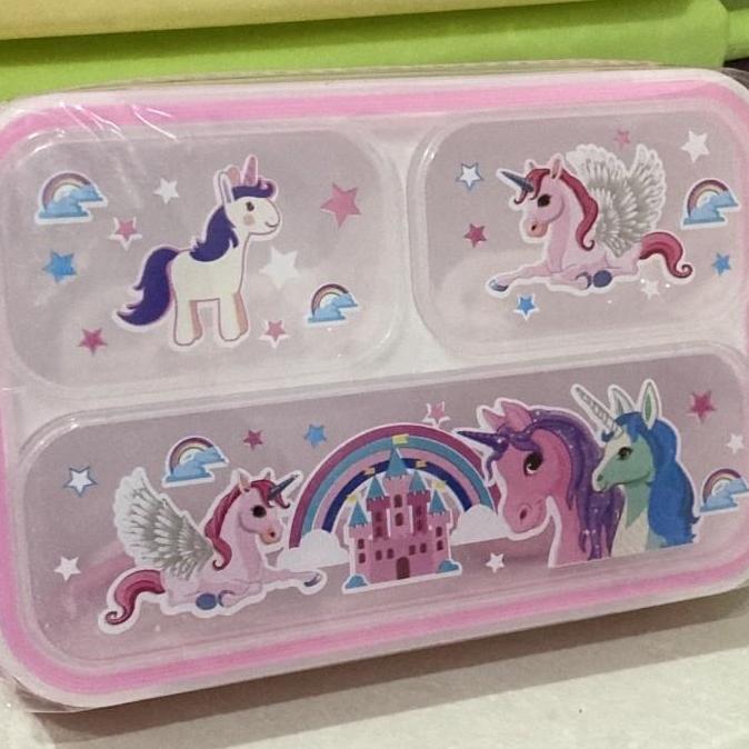 New Tempat Kotak Makan Unicorn Little Pony Kuda Poni Sekat Bekal Lunch Box
