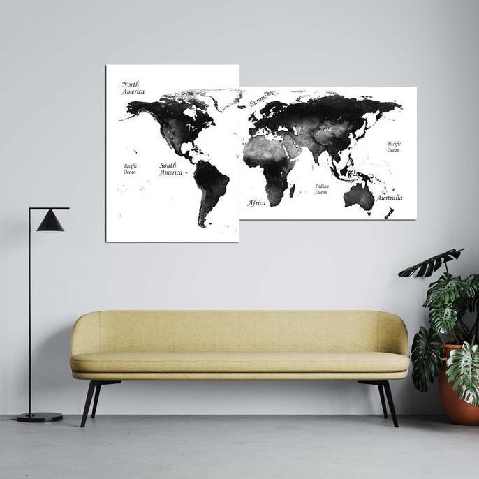 HARGA SAHABAT - Decor Art - Hiasan Dinding 75x45cm World Map Peta Dunia 2Pcs A3