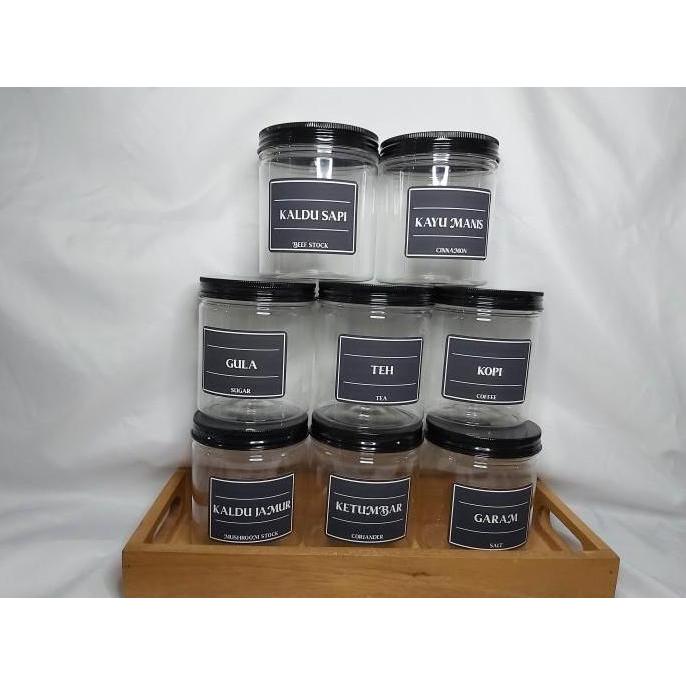 TOPLES BUMBU DAPUR/TUTUP HITAM/500ML/FREE LABEL/TEMPAT BUMBU DAPUR