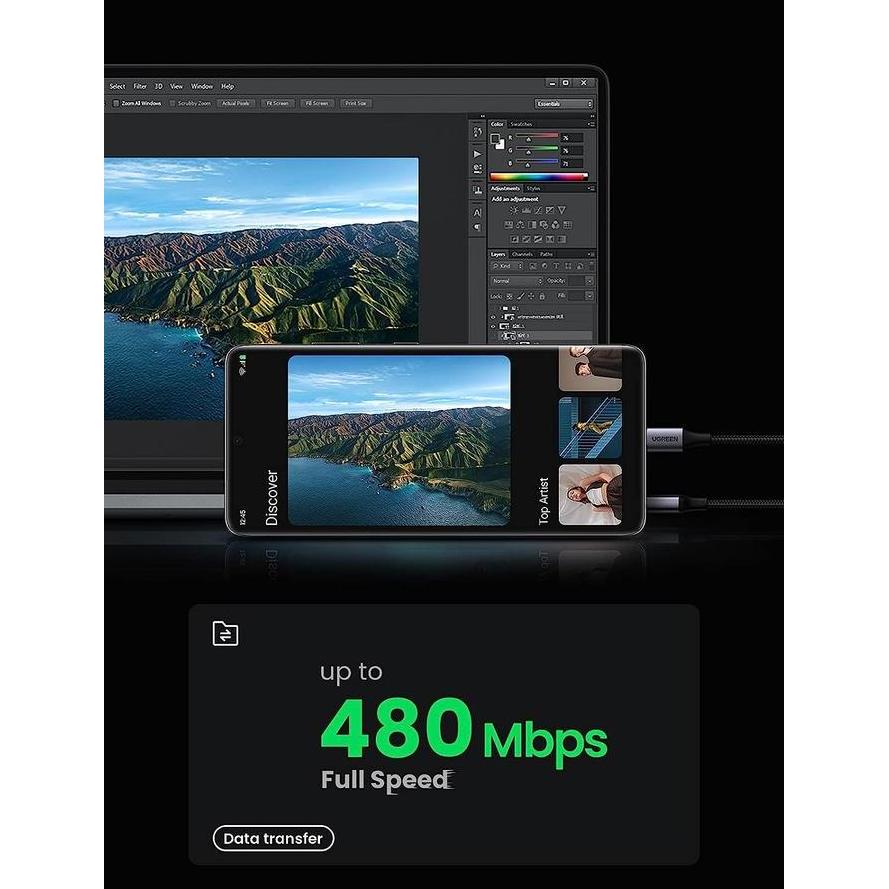 Kabel Data USB Type C Nylon Braided Fast Charging 1m 2m 3m