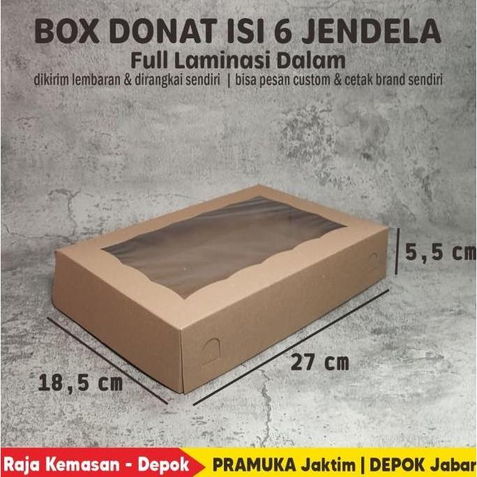 Box Donat Isi 6 Kraft Polos Jendela Full Laminasi