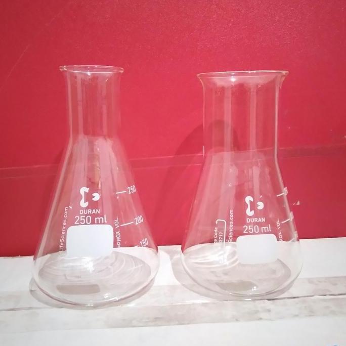 Erlenmeyer 250Ml Wide Neck Duran. Erlenmeyer 250 Ml Mulut Besar Duran. Murah
