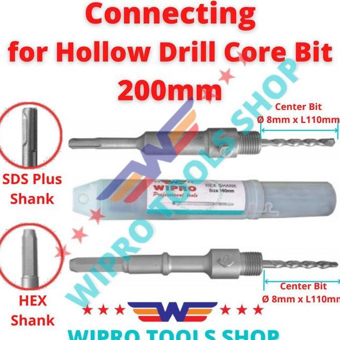Penyambung Hole Saw Beton Connecting Hollow Drill SDS Plus HEX 200mm
