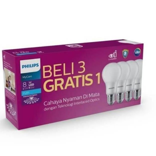 Lampu Led Philips 8w Putih Paket isi 4 Philips 8 watt