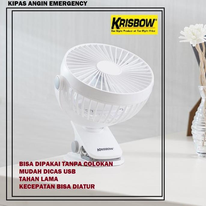 KRISBOW KIPAS ANGIN EMERGENCY TANPA LAMPU LED KIPAS ANGIN MATI LAMPU