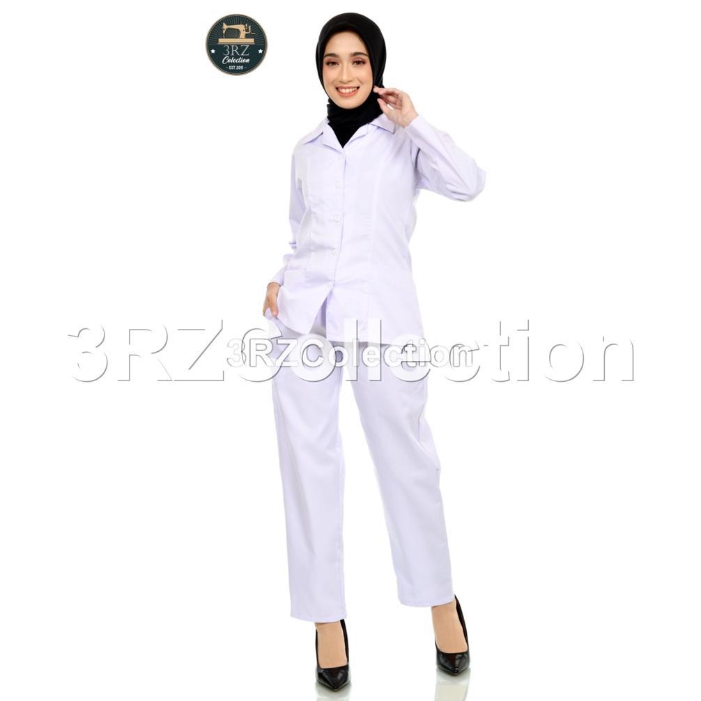 Murah Setelan Baju Seragam Putih Perawat Bidan Mahasiswi Blazer Wanita Celana Atau Rok Panjang