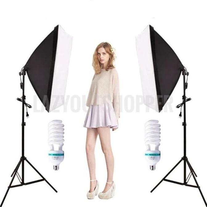 lighting kit set studio paket 2 payung softbox 2 tripod lampu