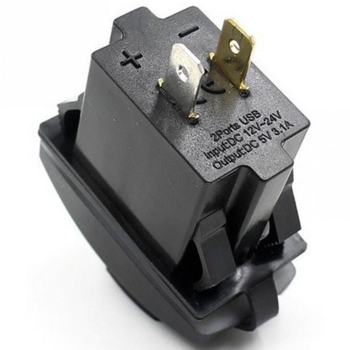 Charger Tanam HP Mobil Motor Matic Truk 2 USB Anti air 12 - 24 Volt