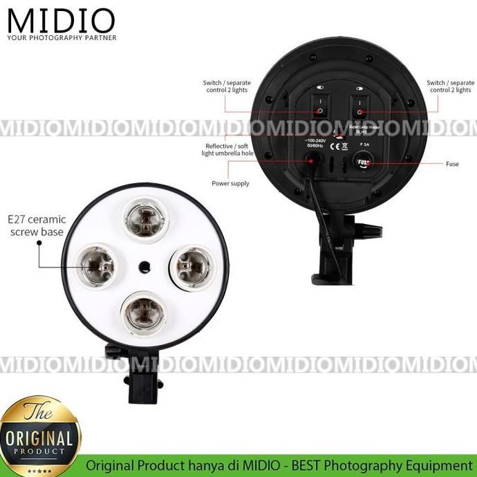 Softbox Lighting Midio Softbox 4 Socket E27 Lighting Studio + Stand