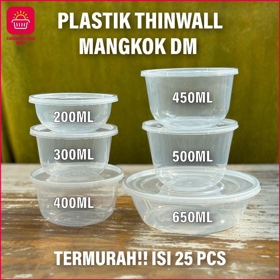 Thinwall Mangkok Isi 25 Pcs Mangkuk Plastik Bulat Datar Thinwall Bowl Round Dm Libra  Mangkok Makan 