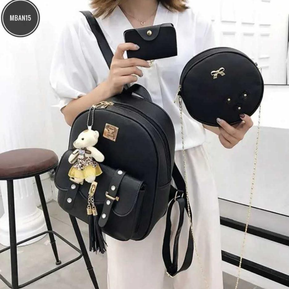 Luis Tas Ransel 3In1 Kulit Sintetis Garis-Garis