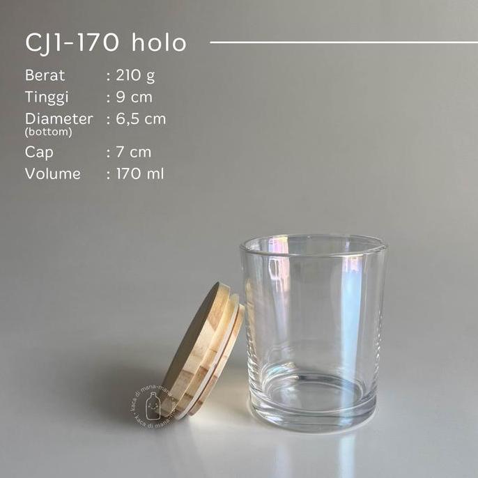 Gelas lilin Candle Jar Glass Aromatherapy Vessel termasuk tutup kayu k