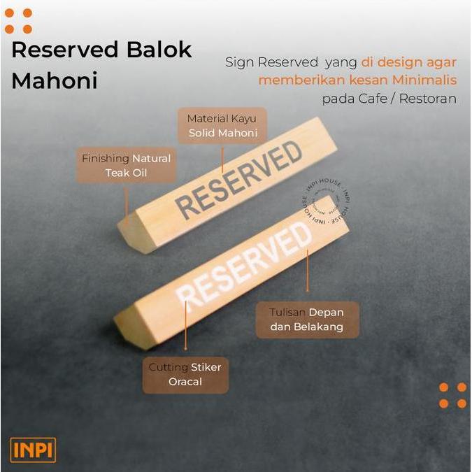 reserved sign - penanda meja reserved - sign kayu - reserved kayu