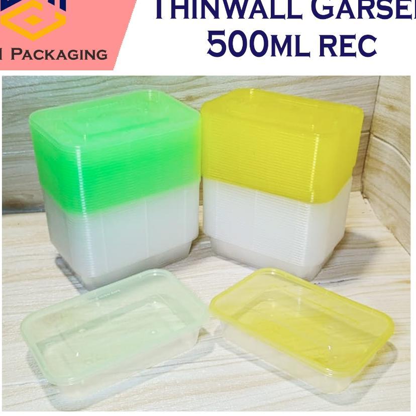 25Pcs Thinwall Garsen Warna 500 Rec | Thinwall Warna 500Ml Rectangle | Kotak Makan Plastik